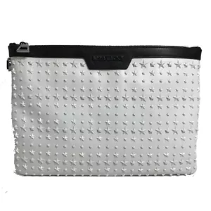UNUSED JIMMY CHOO Star studs DEREK Clutch bag White x Black Leather - Picture 1 of 12