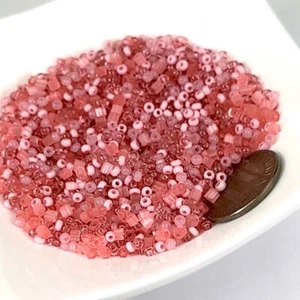 2 Cut Beads Seed Beads 10/0 Pink Mix Preciosa Ornela Czech Glass Beads 30grams - Picture 1 of 2