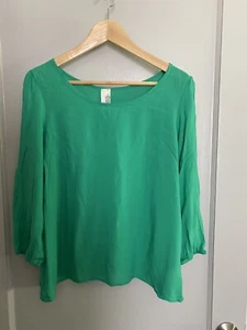 Anthropologie Francescas Birdcage Green Button Back Long Sleeve Blouse Sz M - Picture 1 of 4