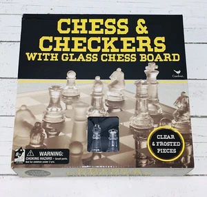 Cardinal Classic Glass Chess and Checkers Set with Glass Chessboard Board - Picture 1 of 8