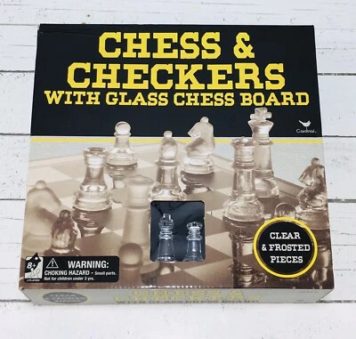 Juego de ajedrez y damas clásico de vidrio Cardinal con tablero de ajedrez de vidrio Foto 1 de 4