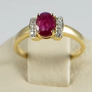 14 Karat neuer Damenring mit echtem ovalen Rubin und Diamanten - Bild 1 von 17