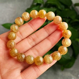 10 mm Echte Natürliche Gelbe Kunzit Kristall Runde Perlen Armband N20 - Bild 1 von 6
