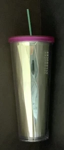 Starbucks Diamond Mirrored Cold-To-Go Cup Lidded 24 oz Rare New with Tags - Picture 1 of 7