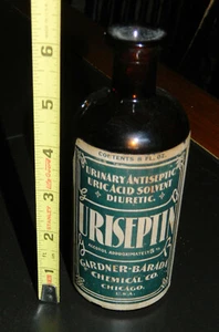 Botella antigua URISEPTIN Gardner Barada Chemical Co. Chicago antiséptico urinario - Imagen 1 de 7