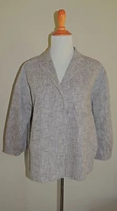 WOMEN'S LIZ CLAIBORNE GRAY HEATHER 100% RAMIE 4 SNAP BLAZER SIZE XL - Picture 1 of 11