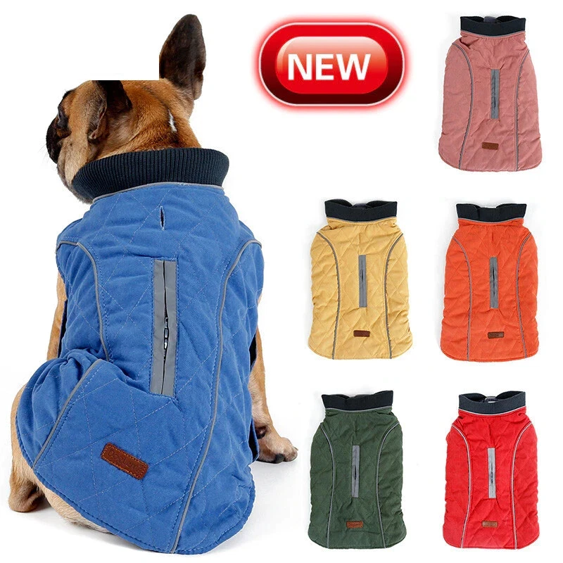 Retro Winter Quilted Small Dog Coat Pet Warm Jacket Vest Size M Colors - Image 1 of 4