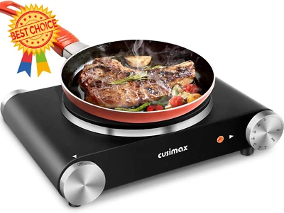 1500W Single Hot Plate Electric Stove - Portable Cast Iron with Temp Control - image 1 of 4