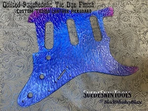 Custom Tooled Leather Quilted Tie Dye Pickguard Fender Stratocaster  SSS HH HSH - Picture 1 of 5