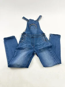 BODEN Overalls Girls 11-12Y Blue Denim Embroidered Rainbow Straight Fun Dungaree - Picture 1 of 7