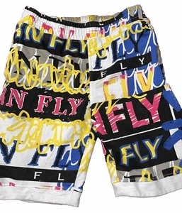 Born Fly SHORTS YOUTH COLORFUL Grafitti Art Stretch Waist 9.5”inseam BEACH Large - Picture 1 of 8