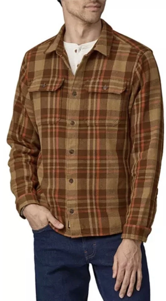 Patagonia Fjord Loft Shirt XXL Forested Nest Brown 42440 Organic Cotton Flannel