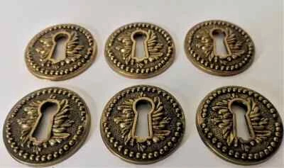 LOT de 6 Entrée de Serrure CLÉ - LAITON 55mm - PORTE - style LOUIS XV - Photo 1/4