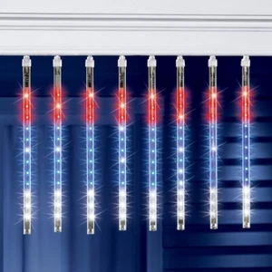 9 Ft 8-Piece Patriotic 4th of July Rain Shower LED String Lights - Picture 1 of 1
