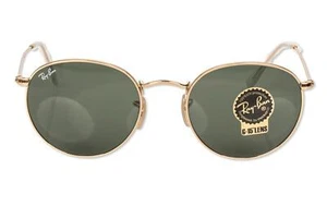 Ray-Ban RB3447N Round Flat Lens Sunglasses, Gold/G-15 Green, 53 mm - Picture 1 of 4