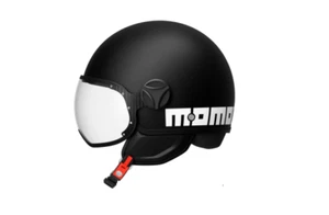 CASCO JET MOMO-DESIGN FGTR CLASSIC E2206 MONO - NERO OPACO BIANCO - TAGLIA S - Foto 1 di 1