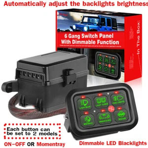 6 Gang Switch Panel 720W ON-OFF Momentary Circuit Control Box LED Light Bar 4WD - Picture 1 of 17