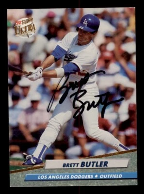 SIGNED 1992 FLEER ULTRA #209 BRETT BUTLER AUTOGRAPH LOS ANGELES DODGERS - Image 1 of 2