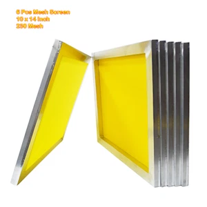 6 Pack 10x14 Inch Aluminum Frame Screen Printing Yellow 230 Mesh 100T Prestretch - Picture 1 of 6