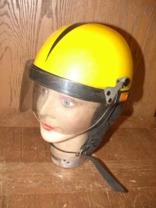 Vintage scooter helmet half cap cafe yellow black stripe cycle safety small size - Picture 1 of 15