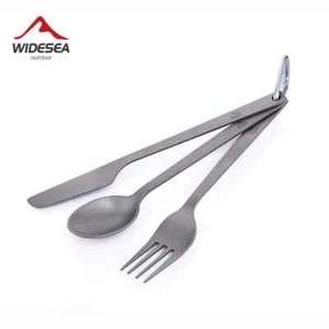 Outdoor camping tableware pure titanium knife, fork and spoon - Picture 1 of 8