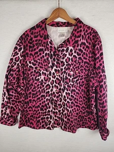 Giacca Susan Graver stampa leopardata taglia 2X manica lunga ghepardo shacket quattro bottoni - Foto 1 di 10