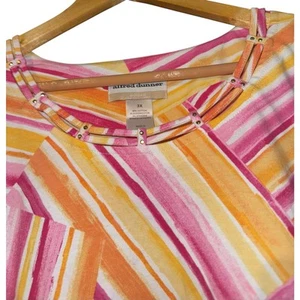 NWT Alfred Dunner Striped Patchwork Top Women's Size 3X Summer Breathable Beach - Picture 1 of 6