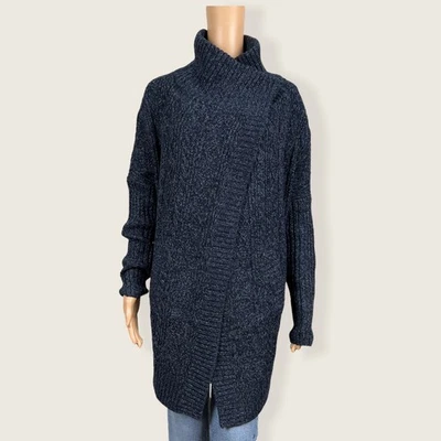 RD стиль темно-синий кабель вязаный кардиган свитер пальто маленький негабаритный свободного кроя - Изображение 1 из 4