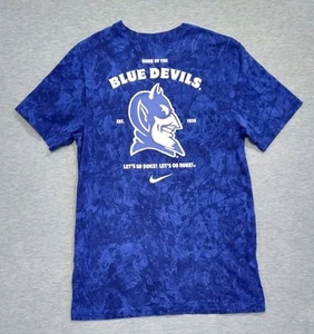 Nike Duke Blue Devils T-Shirt Mens Small Blue Tie Dye Swoosh NCAA Basketball - Picture 1 of 8