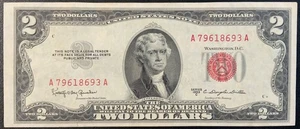 1953-C UNITED STATES NOTE PAPER MONEY - 2 DOLLARS BANKNOTE! - Picture 1 of 2
