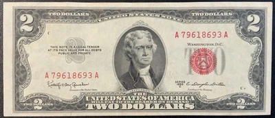 1953-C UNITED STATES NOTE PAPER MONEY - 2 DOLLARS BANKNOTE! - Image 1 of 2