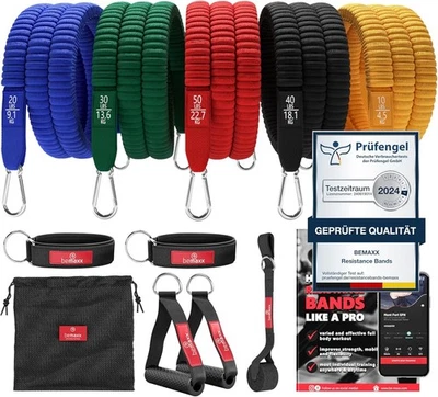 BE-MAXX Resistance Bands Widerstandsband Set Stoff Expander Tubes Fitnessbänder Widersta