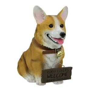 Jasper the Welsh Corgi Dog Realistic Lifelike Statue with Reversible Sign - Picture 1 of 7
