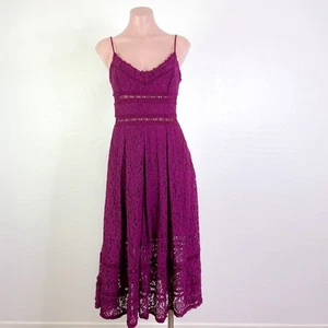 Abito midi boho A-Line Boho senza maniche in pizzo all'uncinetto NSR bordeaux taglia S nuovo con etichette - Foto 1 di 12