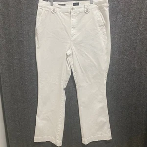 Pantalones de mezclilla Talbots acampanados para mujer 16 W blancos tiro alto elásticos informales vacaciones - Imagen 1 de 9