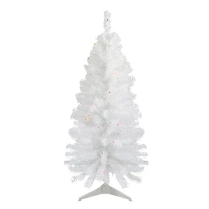Northlight 4' x 24" White Artificial Christmas Tree Multi-Colored Lights - Picture 1 of 3