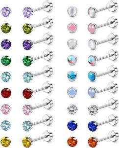 ?? ????? Flat Back Earrings Hypoallergenic Stainless Surgical Steel 4MM - Picture 1 of 6