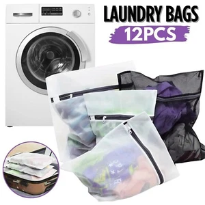 12-Pack Durable Polyester Mesh Laundry Bags Lingerie Delicate Clothes Wash Bag - Picture 1 of 12