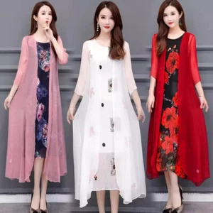 Lady Chiffon Coat Shrug Bolero Sheer Jacket Cardigan Summer Sheer Long Cape Tops - Picture 1 of 16