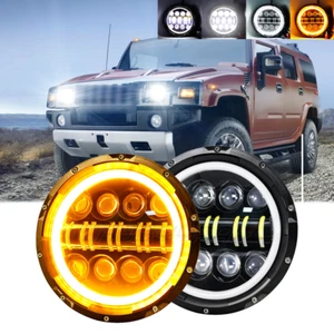 For Hummer H2 2003-2009 Pair DOT 7 inch Round LED Headlights DRL High Low Beam H - Picture 1 of 11