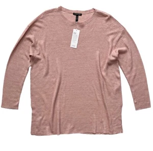 Eileen Fisher Nwt Powder Pink 100% Organic Linen Round Neck Pull Over Top Large - Picture 1 of 4