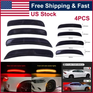 4PCS LED Side Marker Light Front & Rear For 2015-2021 Dodge Charger Smoked Lamp - Picture 1 of 9
