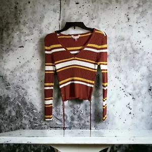 No Boundaries Long Sleeve Shirt Junior Girls Striped Size L 11-13 New W Tags - Picture 1 of 4