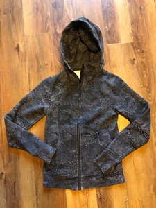 Lululemon Fleece Lined Warm Hoodie Full Zip Sz 4Black White - Picture 1 of 4