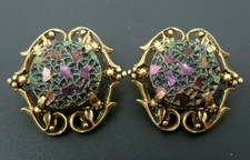 Vintage Lucite Gold tone Clip Earrings