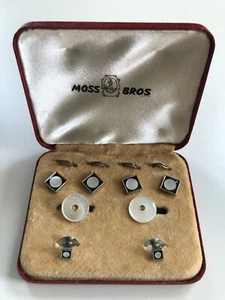 MOSS BROS - VINTAGE STYLISH MEN’S CUFFLINKS AND DRESS STUDS SET MADE IN ENGLAND - Picture 1 of 12
