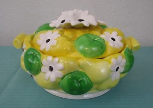 Inarco Japan Apple Pear Daisy Lidded Serving Dish 1950's ~ Rare - Picture 1 of 18