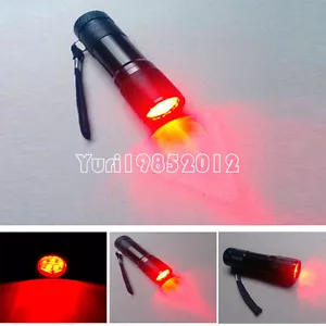 9 LED Red Light Waterproof Camping Flashlight Torch Astronomy Night Vision - Picture 1 of 8