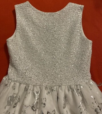 Vestido de fiesta Children Place plateado sin mangas talla 5/6 Foto 1 de 4