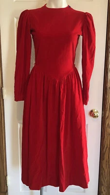 Vintage Norman Shirtmakers Red Velvet Dress USA Size 4 Q14 - Image 1 of 4